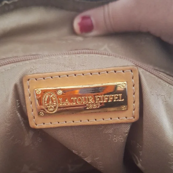 La Tour Effiel 80s Vintage Paris Women's Brown Book Bag Backpack - Picture 2 of 11